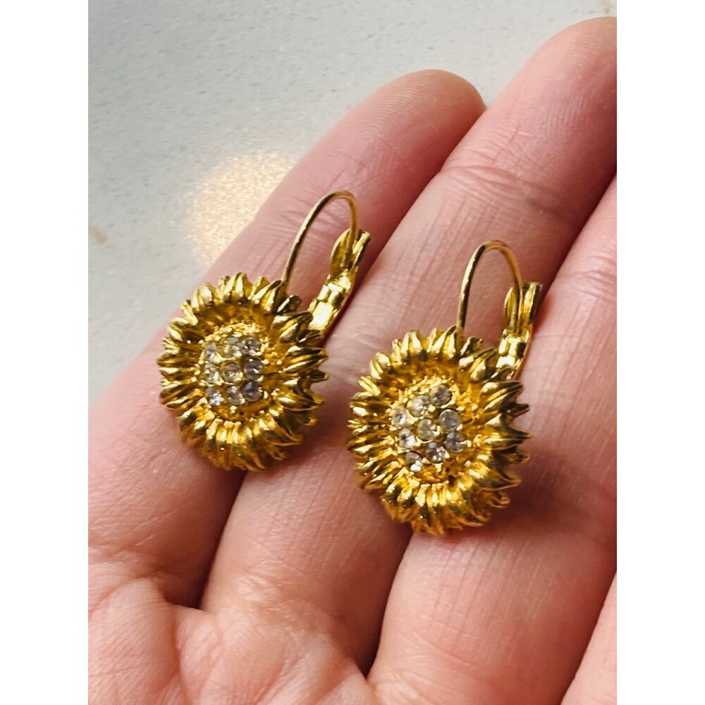 Vintage signed Mod sunflower earrings